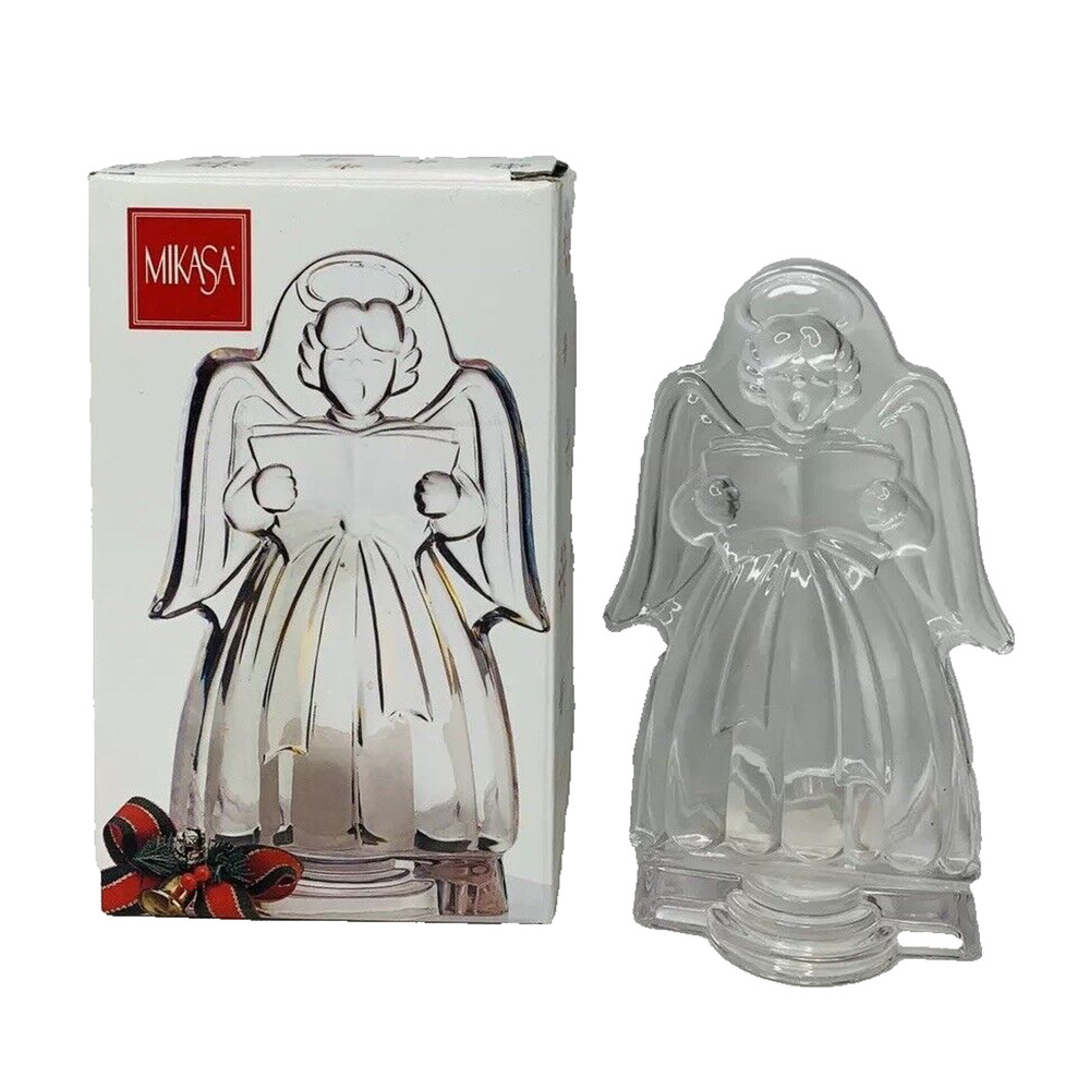 MIKASA Glass Singing Christmas Angels Dream Votive Tea Light Candle Holder 6.5"
